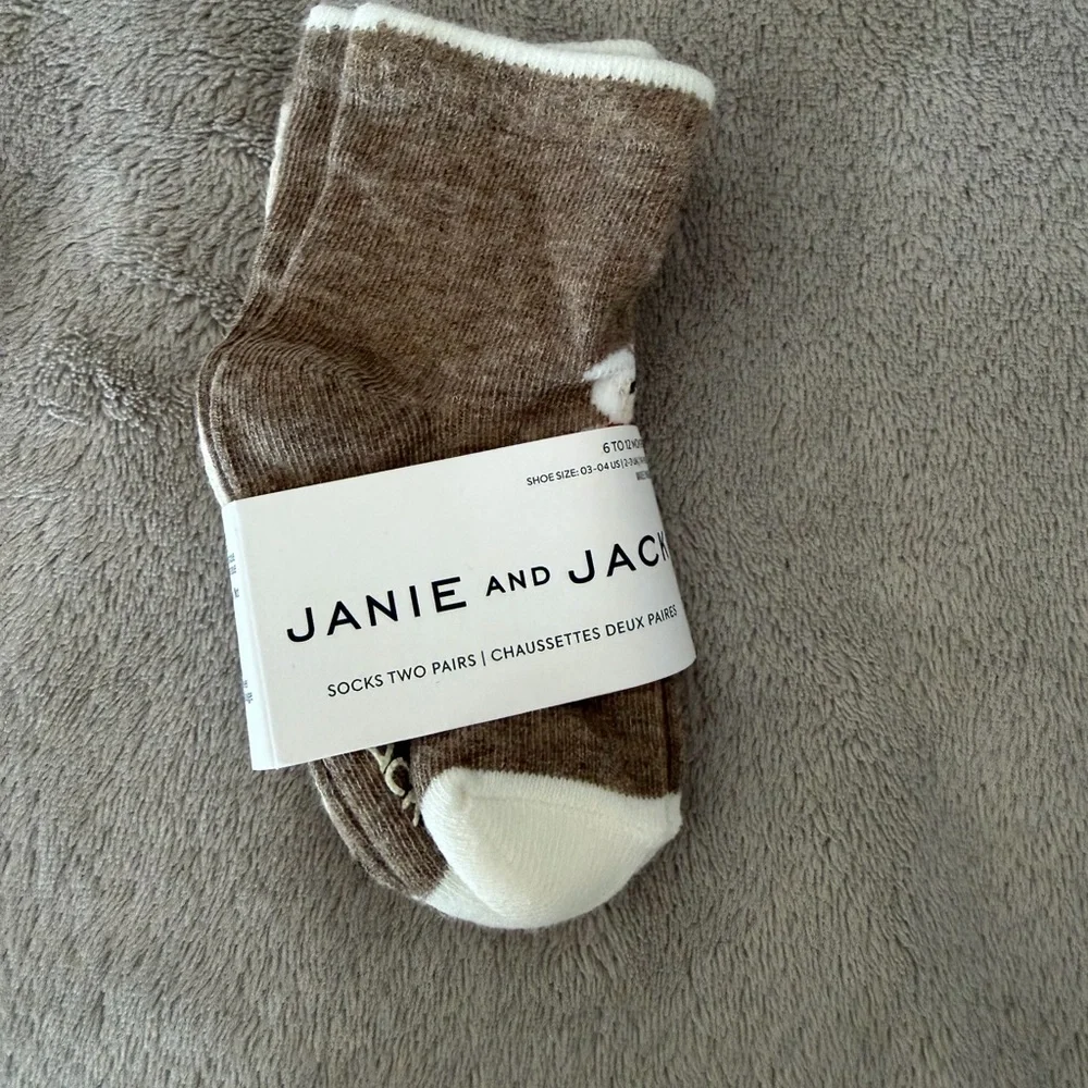 🆕Janie and Jack Brown and Cream Socks nwt